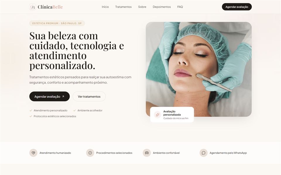 Site Clínica Belle — clínica de estética